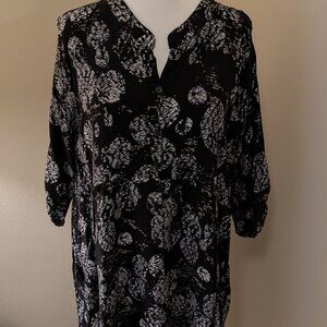 Avenue Black and White Tunic Dress - Size 18/20 - Flowy Boho Top